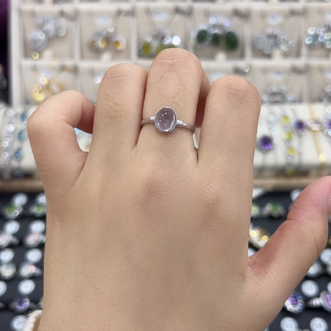 酒***莲萤石戒指银S925镶嵌