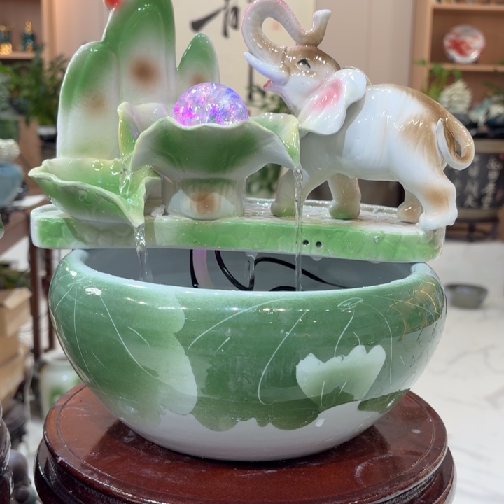 陶瓷25公分鱼缸流水摆件家居客厅装饰品