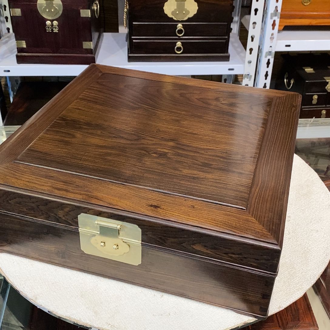 东非黑黄檀（紫光檀）独板九宫格收纳箱35/35/11