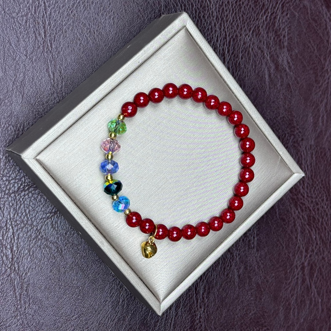 含辰砂工艺品S1460一步一响晶体砂6mm单圈设计款精美手串无礼盒