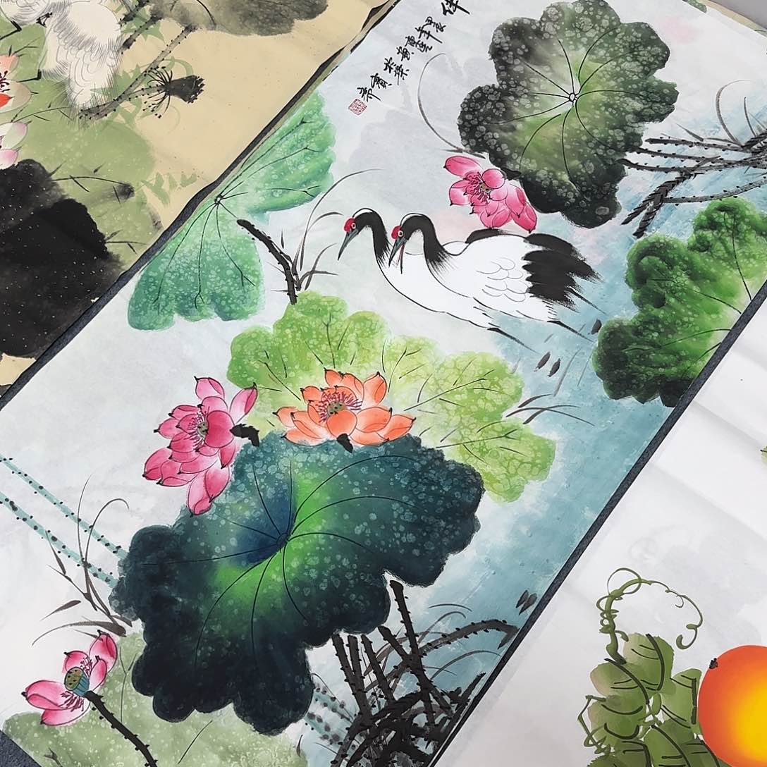 国画永**败尺寸70X138手绘作品 