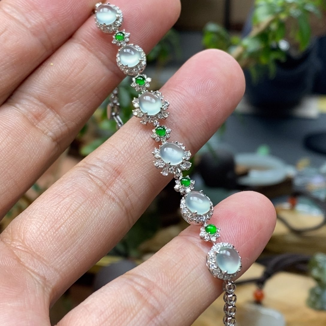 翡翠手链18K金镶嵌手链