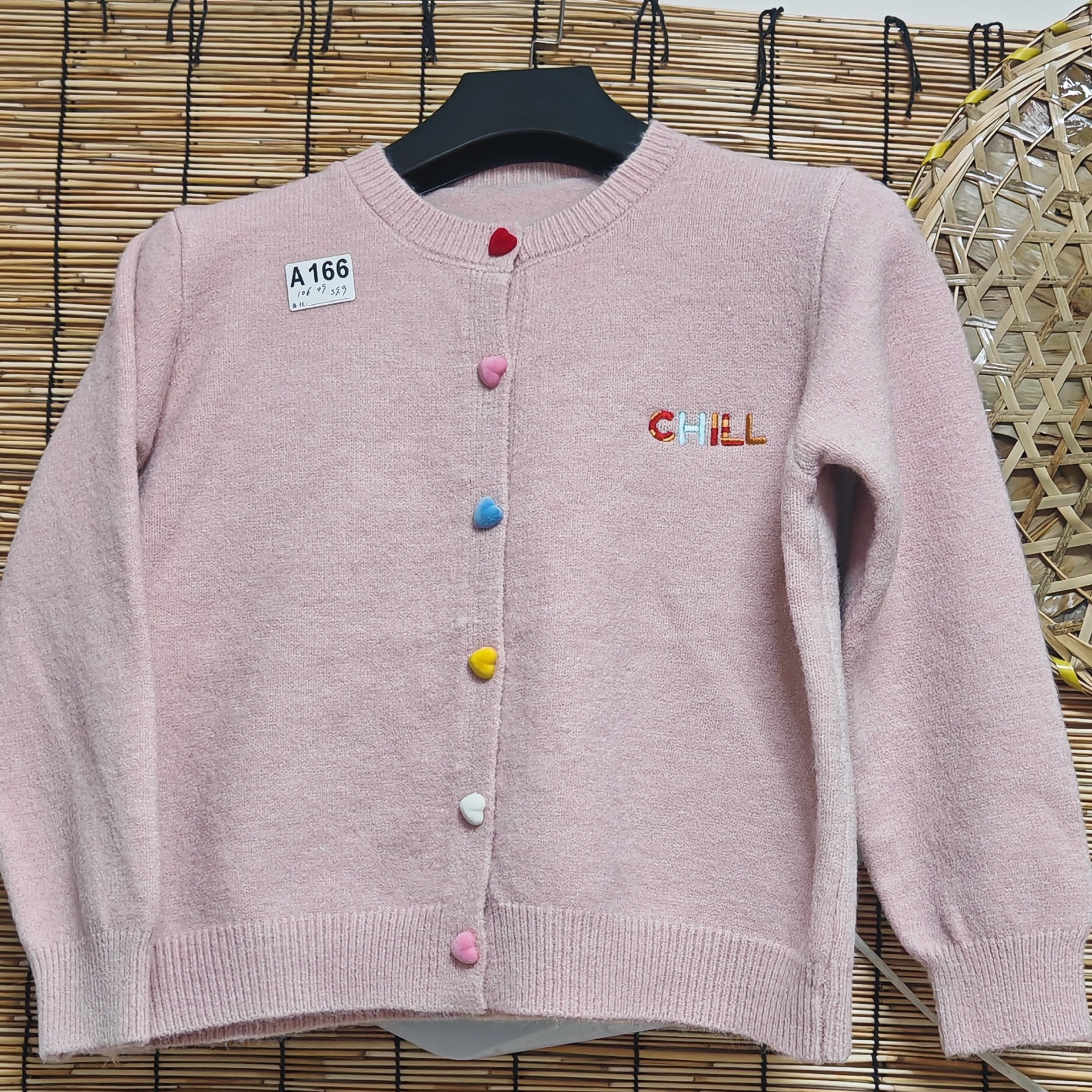 韩系慵懒风彩色扣子小狗刺绣软糯针织开衫女秋冬新款甜美百搭上衣