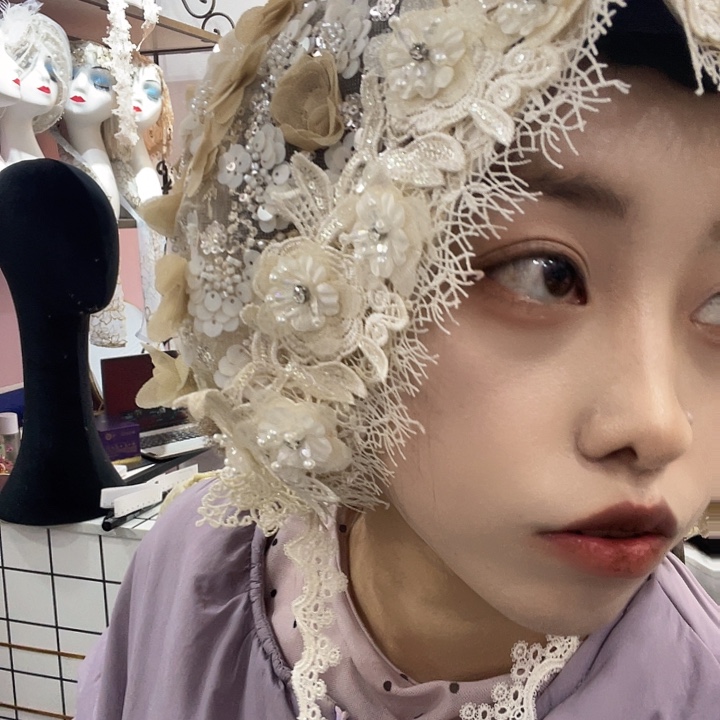 纯棉米色花环款新款