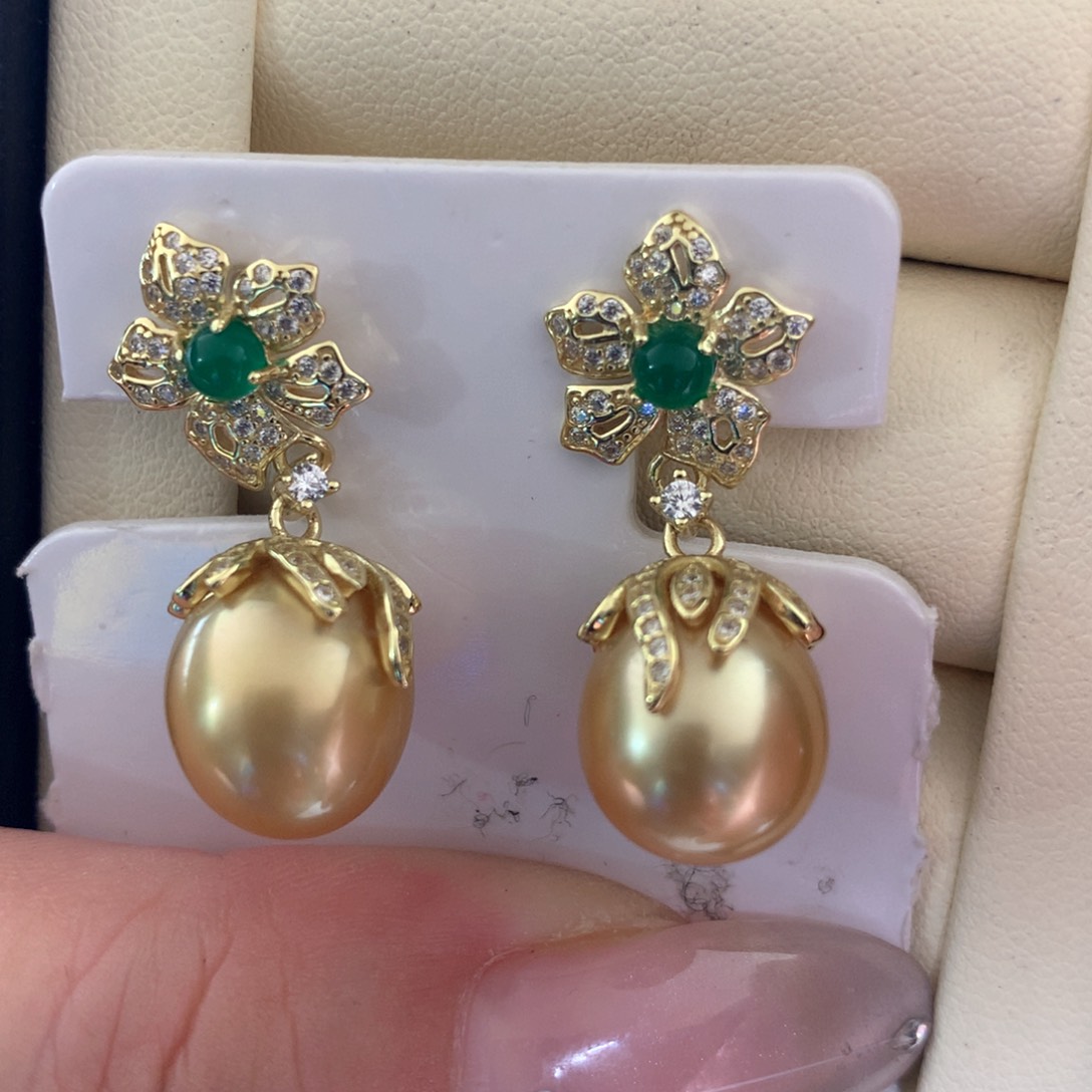 银S925镶嵌耳饰海水珍珠