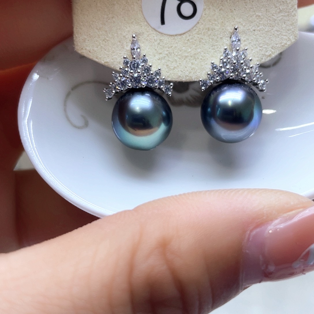 海水珍珠耳饰银S925镶嵌