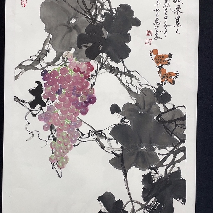 国画四尺三开作品