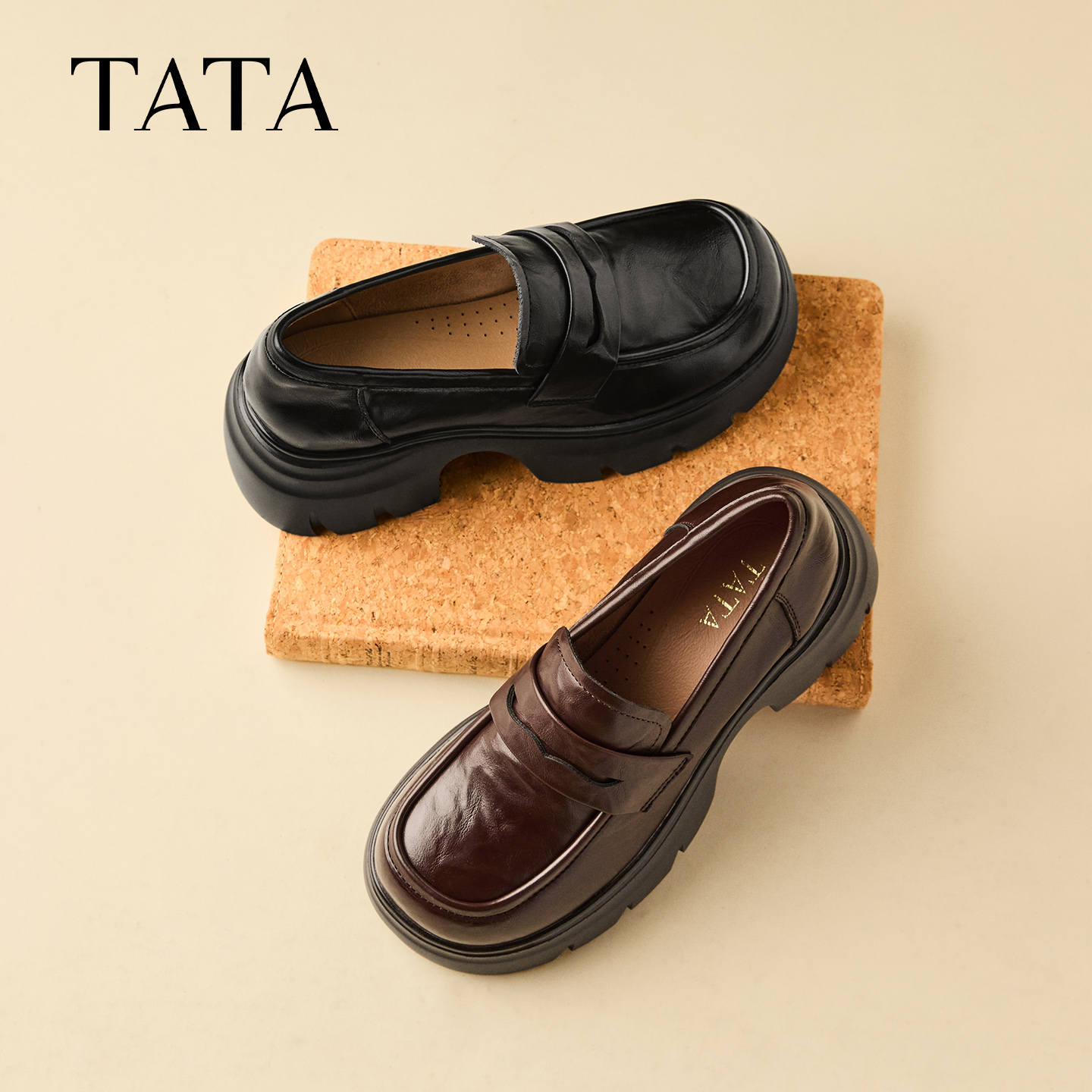 【燕麦格雷】TATA/他她2026秋百搭简约复厚底古乐福鞋新款CRR03CA6商品图