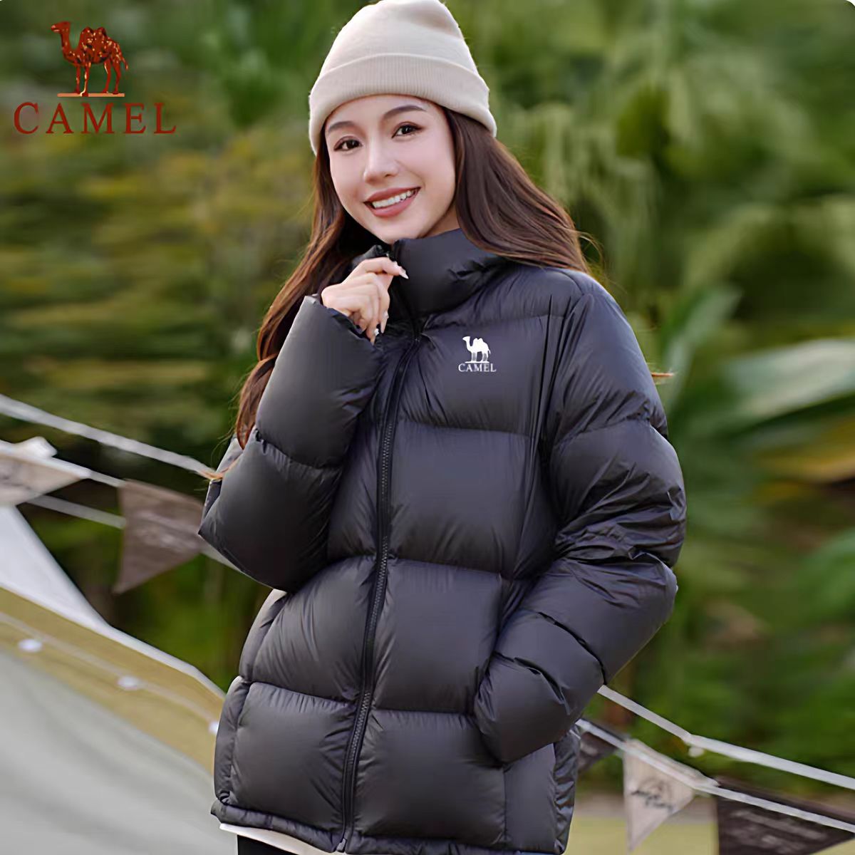 骆驼街羽绒服男女同款2025冬季新款立领白鸭绒学生青少年羽绒款