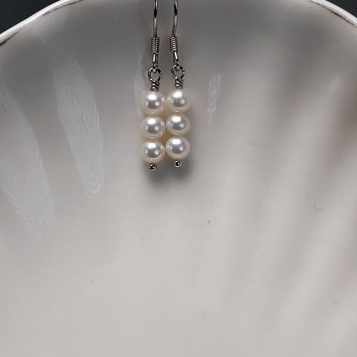 淡水珍珠耳饰银S925镶嵌
