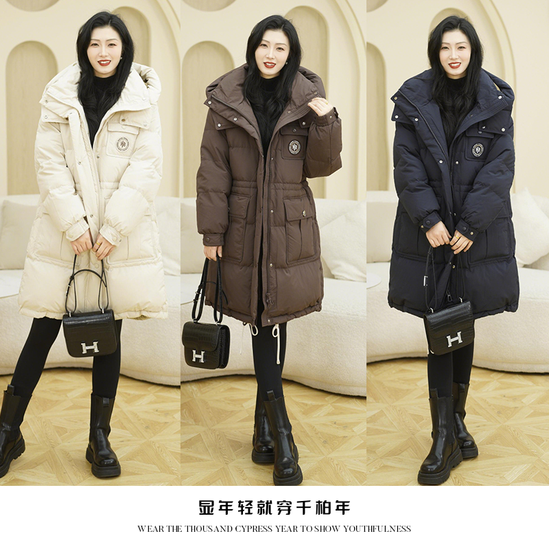 *千柏年【初冬降至】J寒系列超重工宽松连帽中长款羽绒服C4308