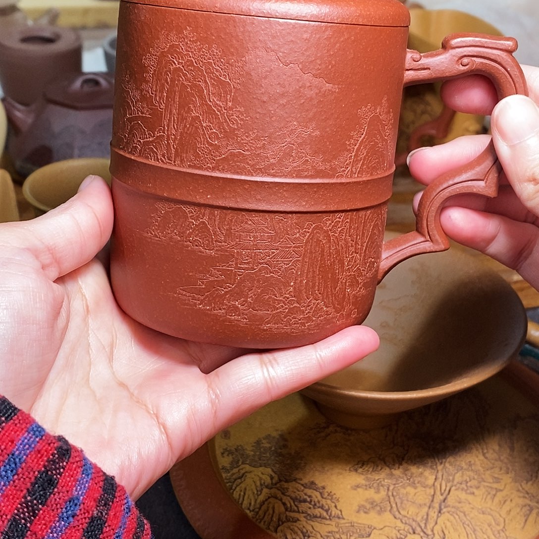 紫砂茶杯玉龙紫砂盖杯