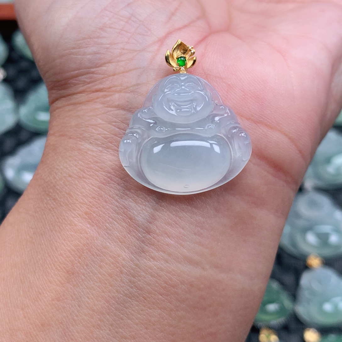 翡翠18K金镶嵌吊坠(不含链)