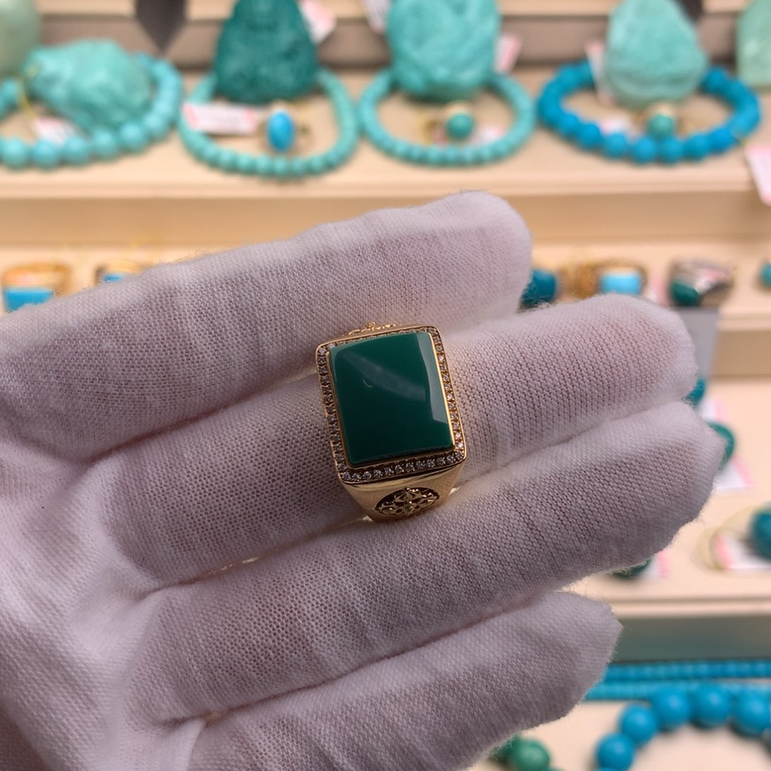 绿松石珠宝奇石18K金镶嵌
