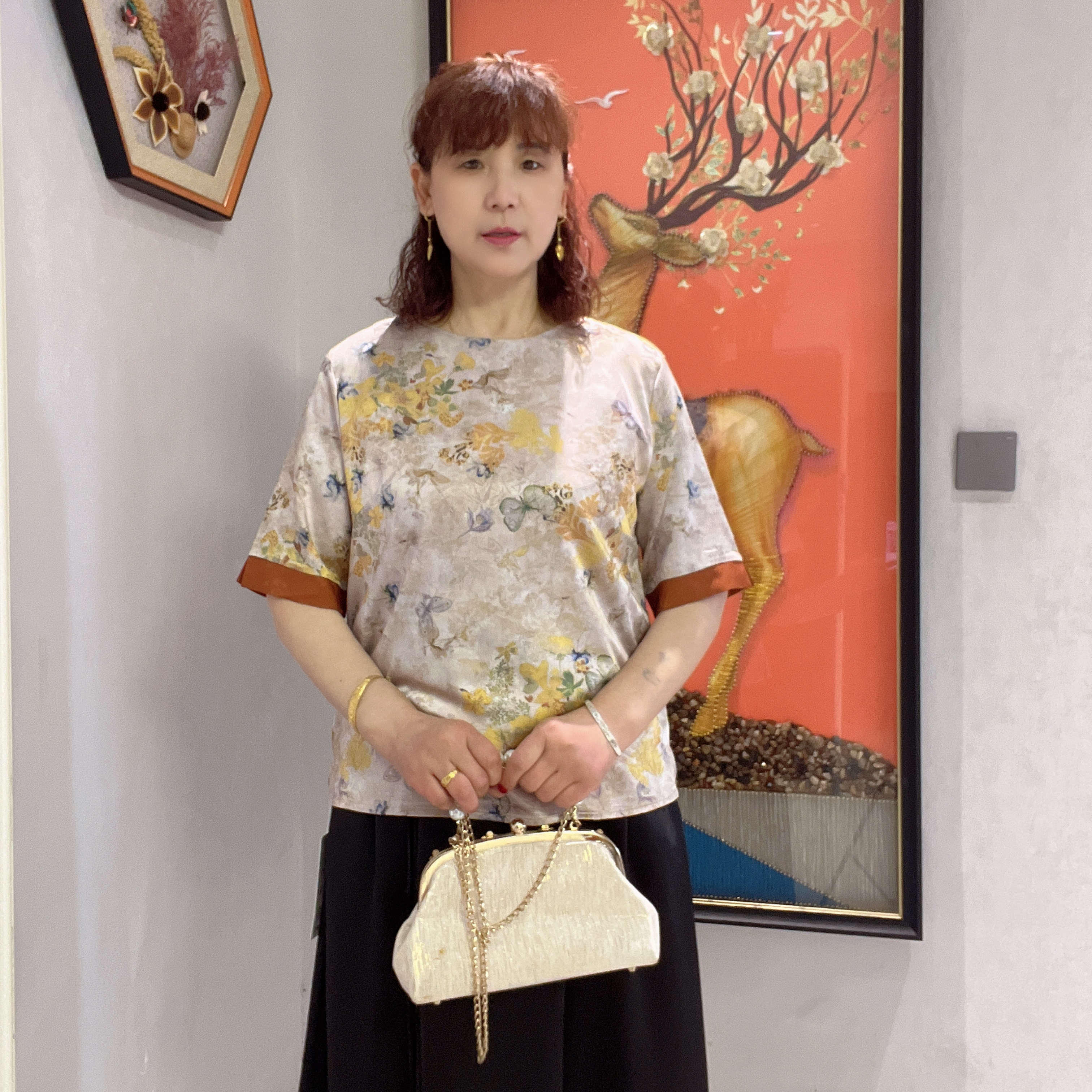 203【巧姐专属】新款气质时尚休闲圆领提花上衣