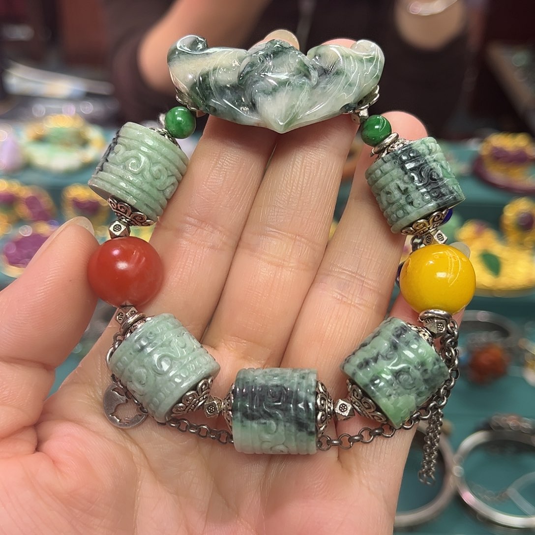 翡翠未镶嵌手链福利款翡翠多宝手链