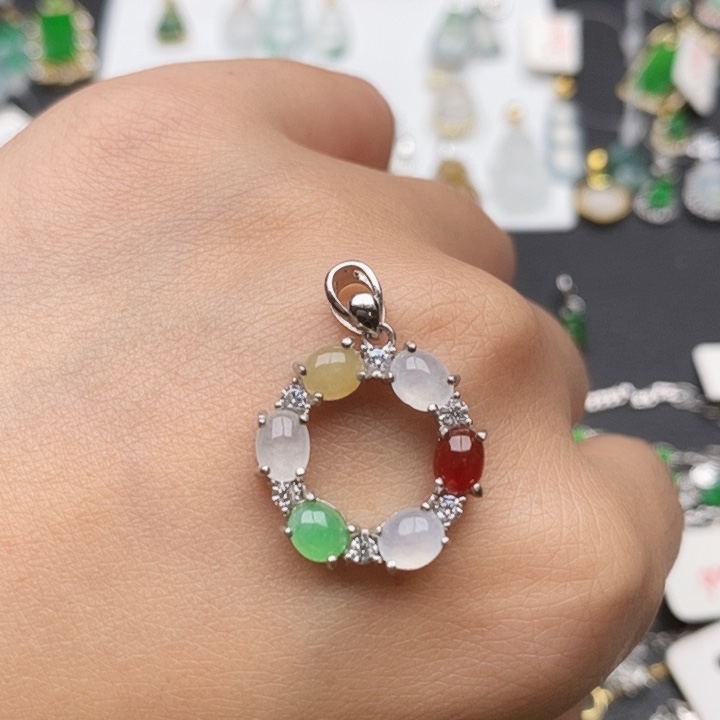 翡翠银S925镶嵌颈饰吊坠