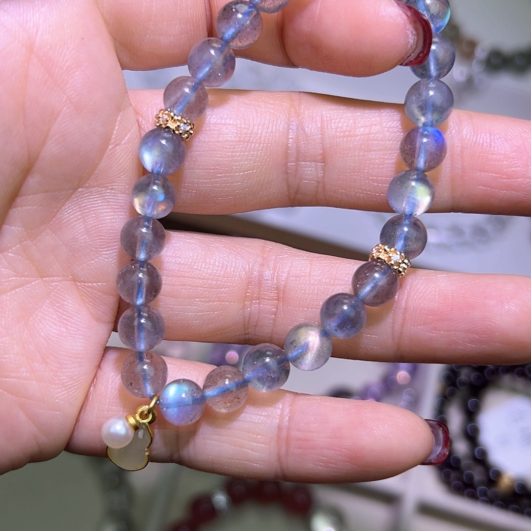 水晶手链合金灰月光