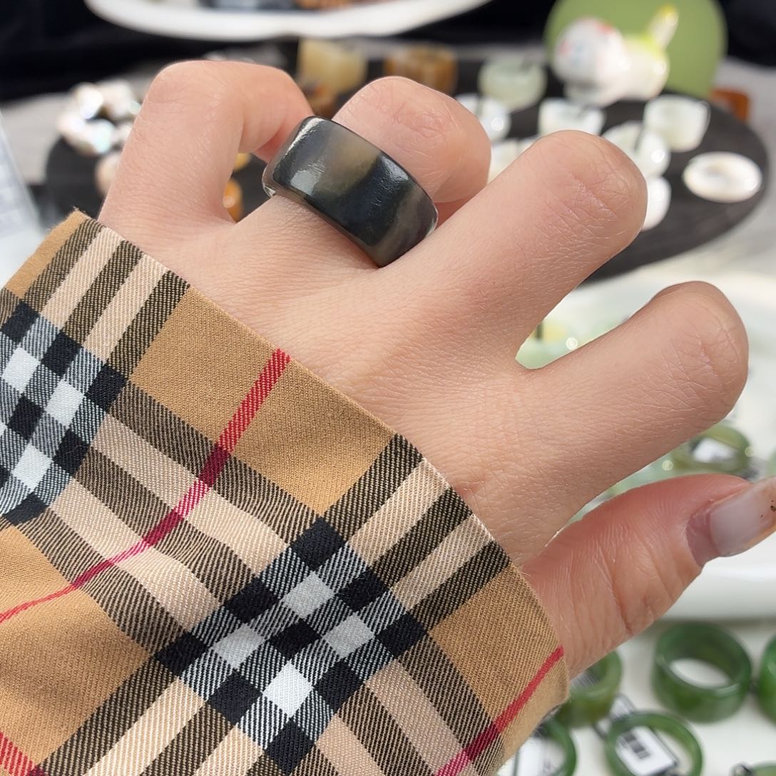 和田玉未镶嵌戒指S104腰花圆切17.6