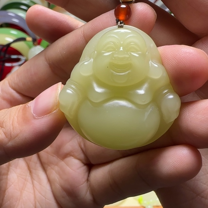 新疆老料若羌黄口佛吊坠