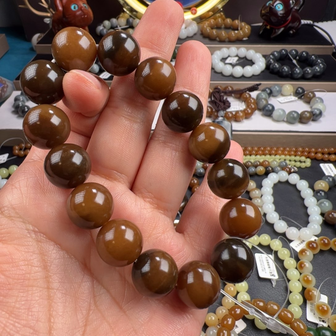 和田玉手链未镶嵌卡14