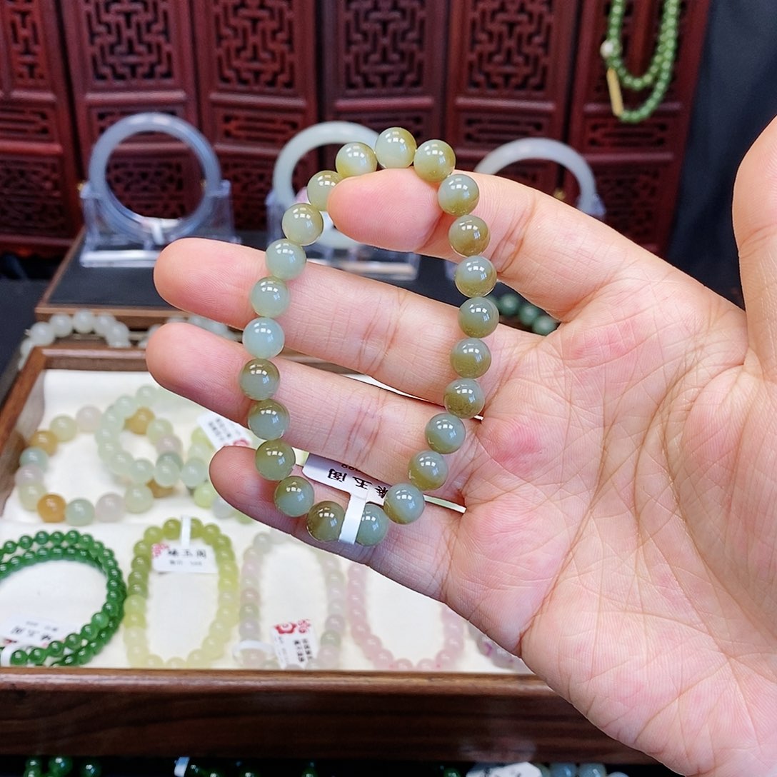 和田玉手串未镶嵌且末蓝8