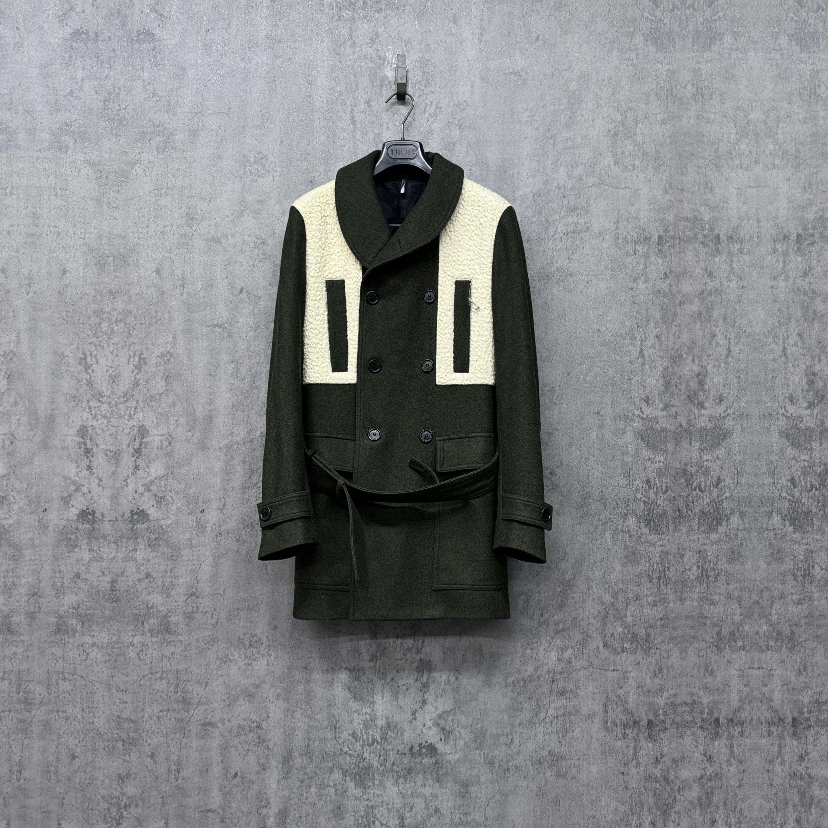 99新 DIOR/迪奥 羊羔毛拼接毛呢夹克外套/SK365/44码