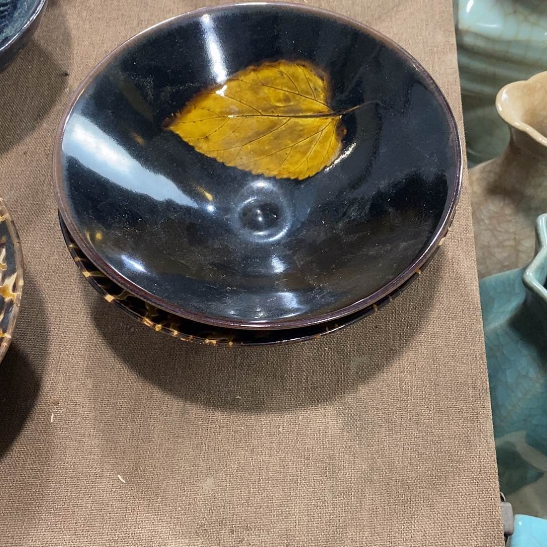 锔***）瓷片吉州窑的俩大碗