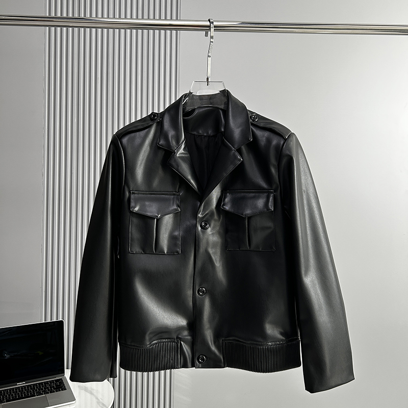 WDTSL 仿真皮皮衣丨西装领品质软皮衣机车服ins设计感夹克外套男