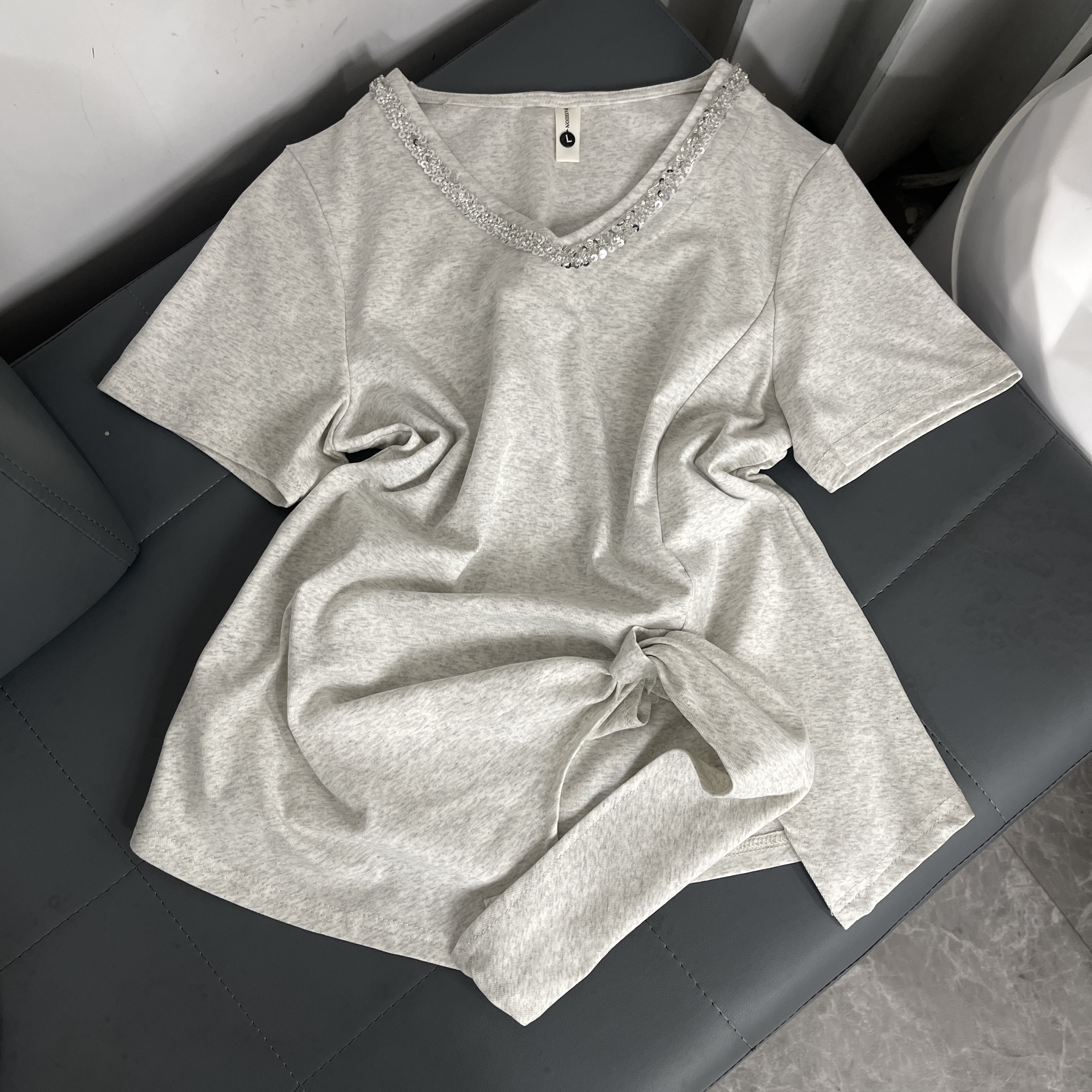 25191简约气质系带百搭女半袖