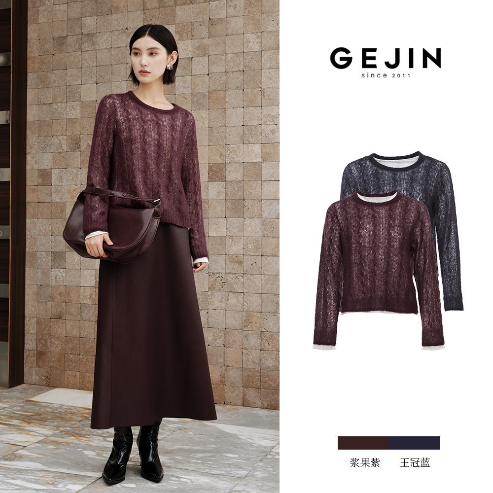 GEJIN/歌锦秋冬新款镂空洋气设计师款毛衣9412562455