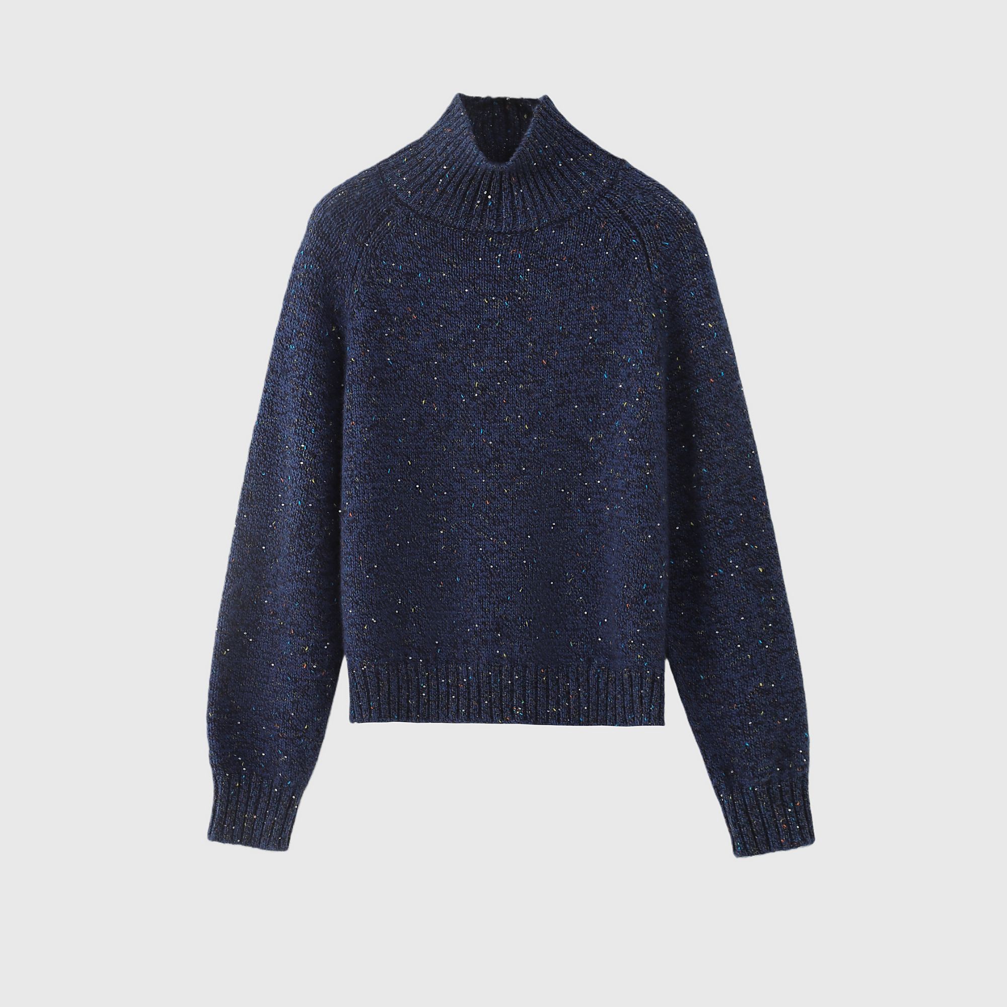 [羊绒+羊毛]秋冬新款插肩袖自由领针织慵懒风套头衫