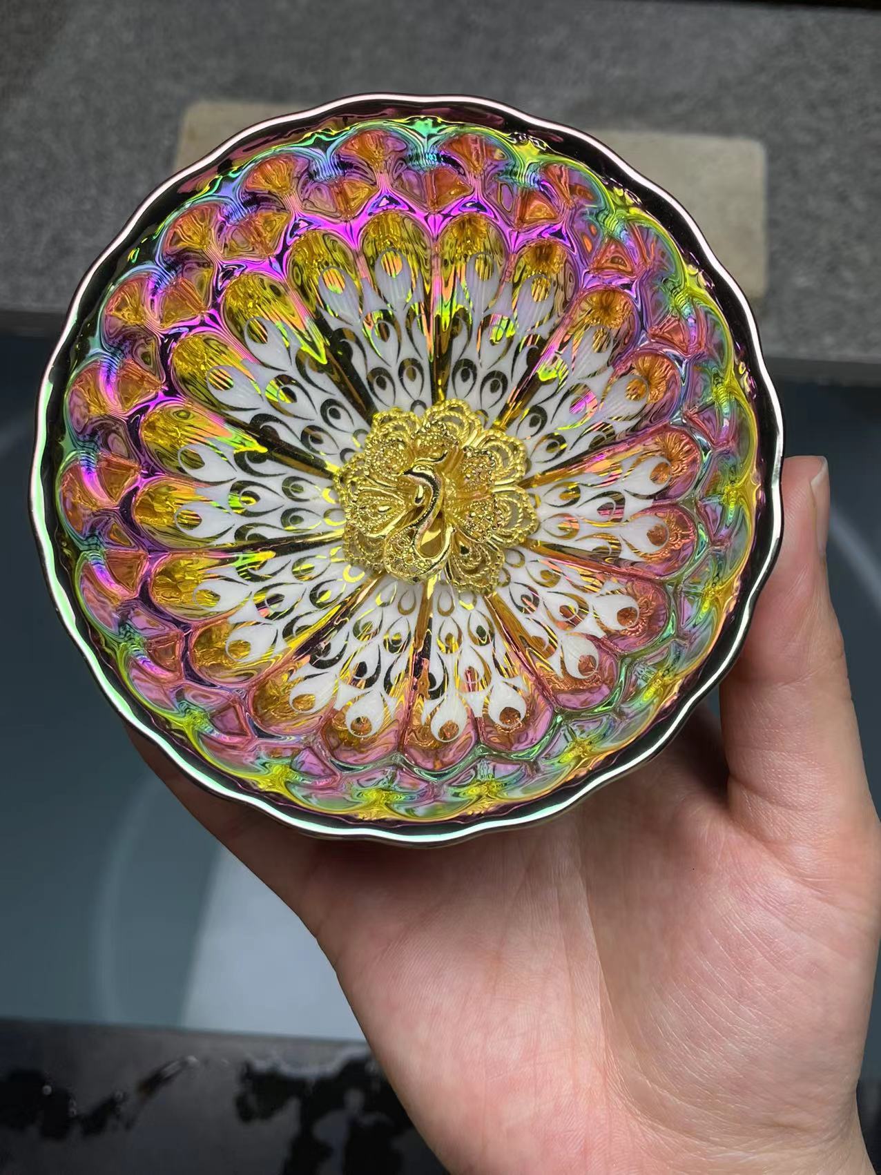 【闪购链接】彩色孔雀高端家用主人杯茶器