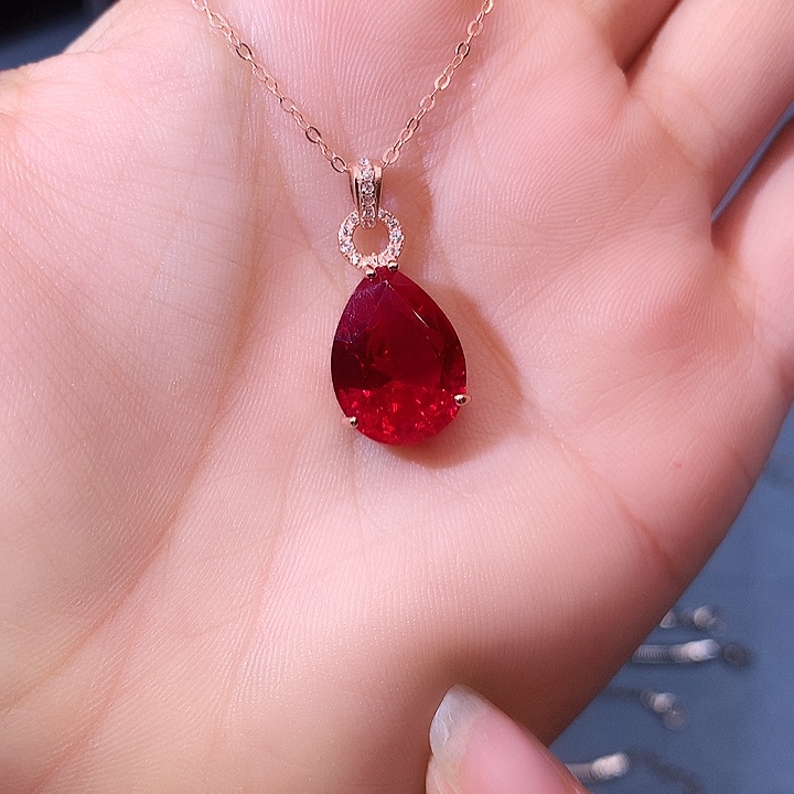 红宝石吊坠(赠链)银S925镶嵌