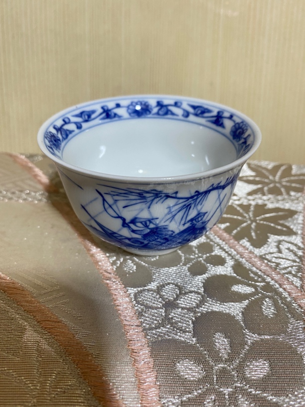 青花染付钓鱼瓮内外绘主人杯手绘茶具陶瓷茶杯品茗杯