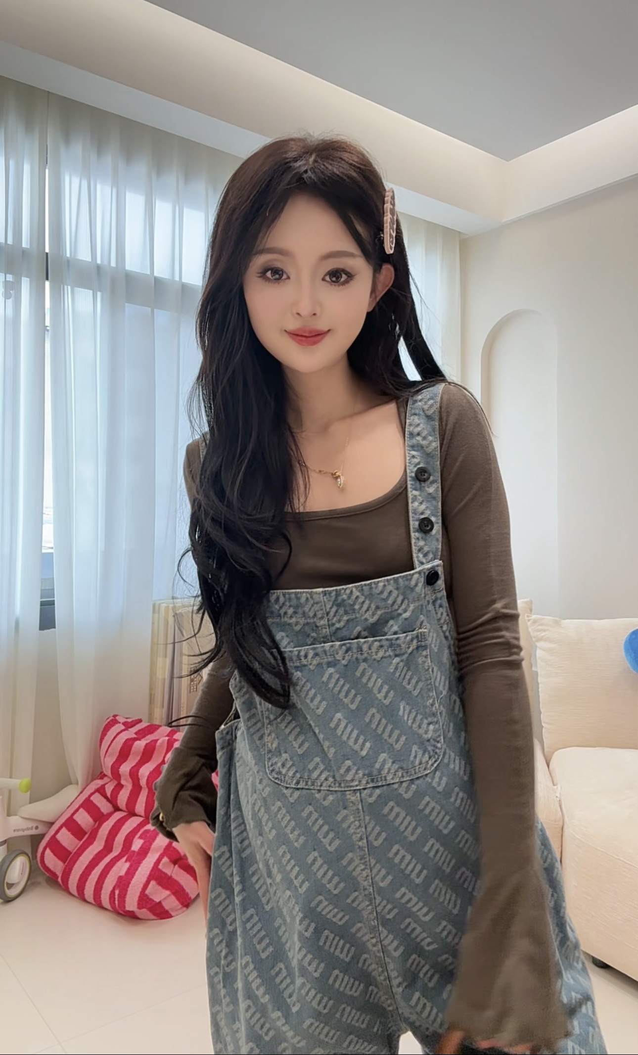 时尚孕妇背带裤新款气质减龄春秋百搭字母印花背带裤两件套