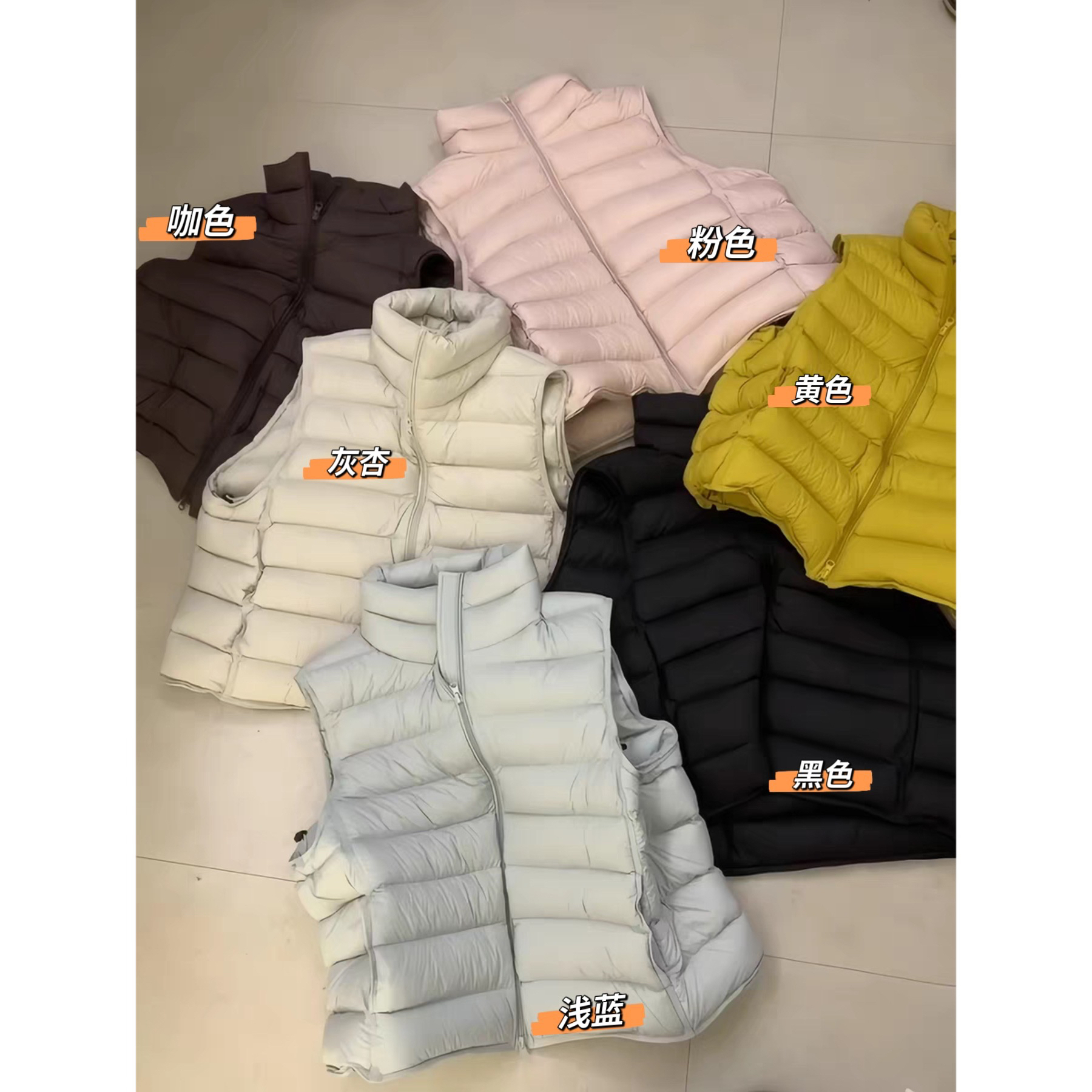 81051  90绒～韩系立领排骨设计师款羽绒马甲（可溯源 衣长56左右）