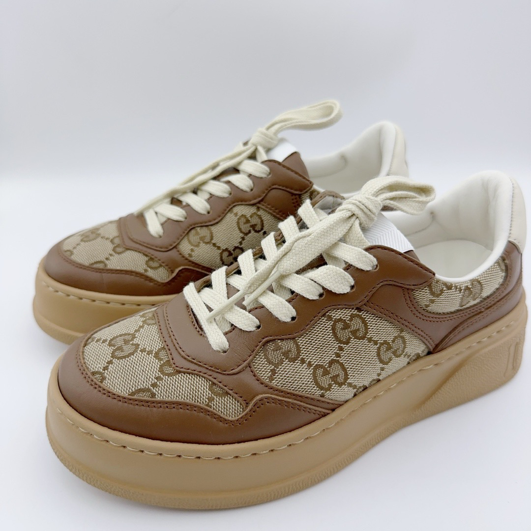 99新 GUCCI/古驰 36码/经典焦糖饼干鞋/01236