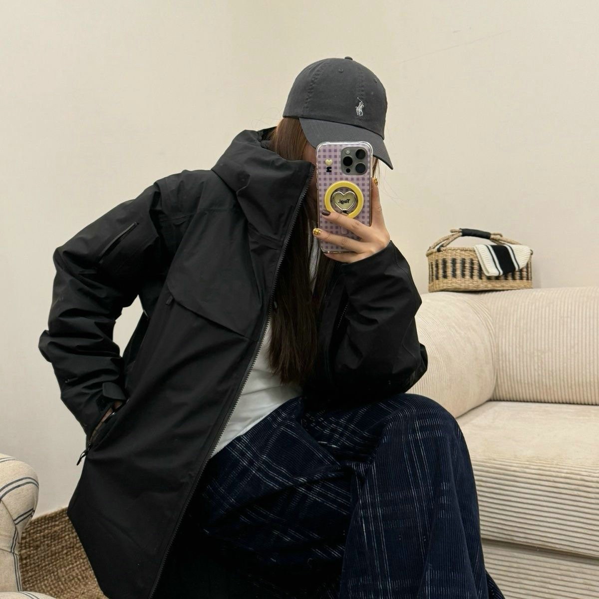 晓m蔡羽绒服拼防风色保暖户外滑雪服宽松连帽休闲男女同款冬新款