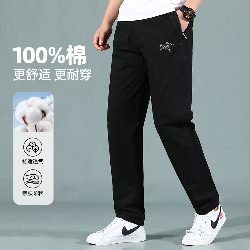 【奥莱1折】新款刺绣鸟家中腰刺绣长裤商务休闲裤男装纯棉工装裤男