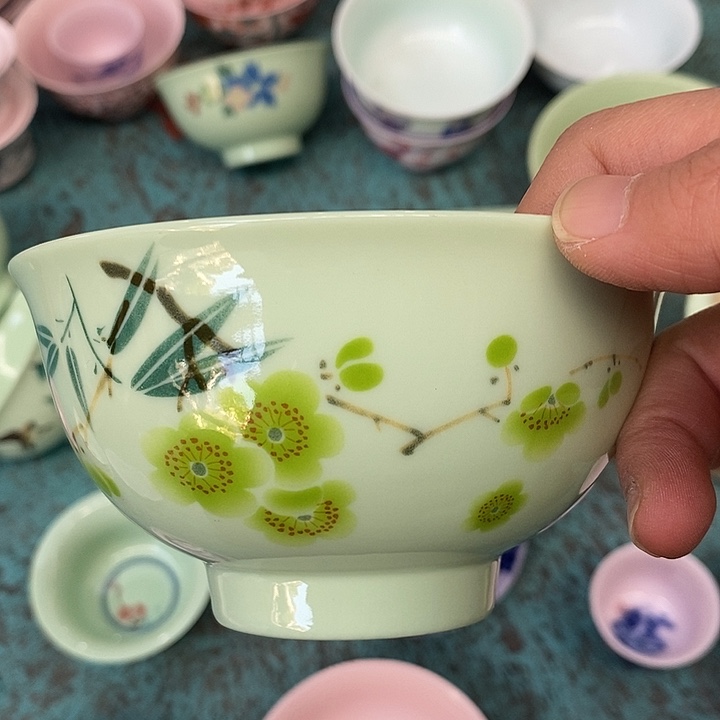 其他陶绿稀土翠竹五寸碗