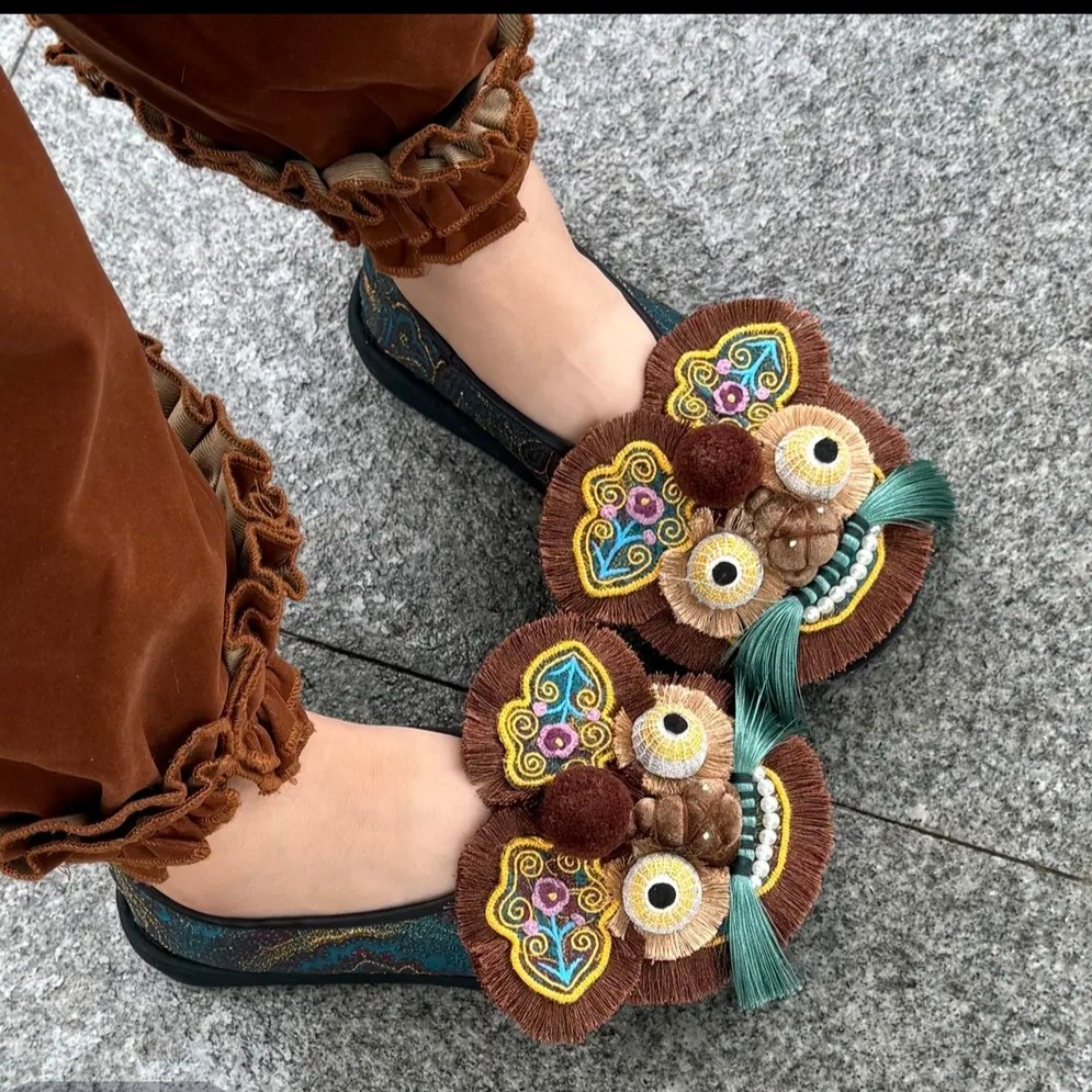 福虎手工千层底虎头鞋布鞋平底