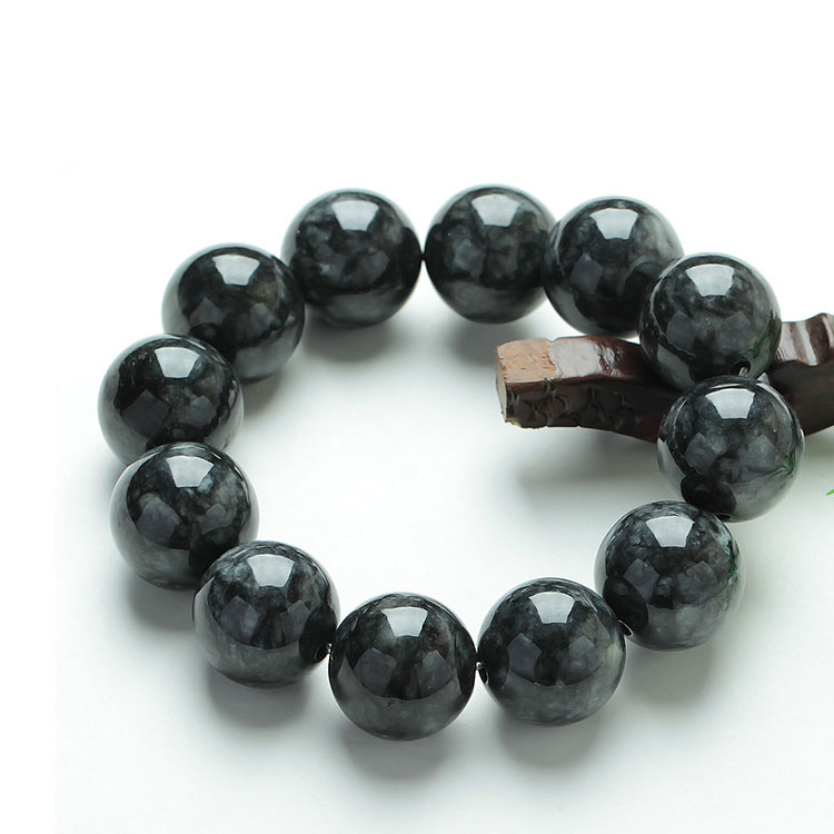 纯天然翡翠手串乌鸡料 13MM直径