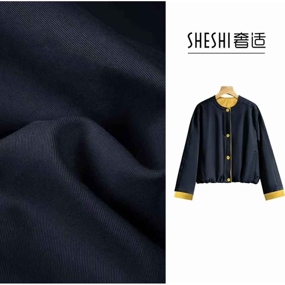 777款-拼接纯色短款圆领宽松型外套