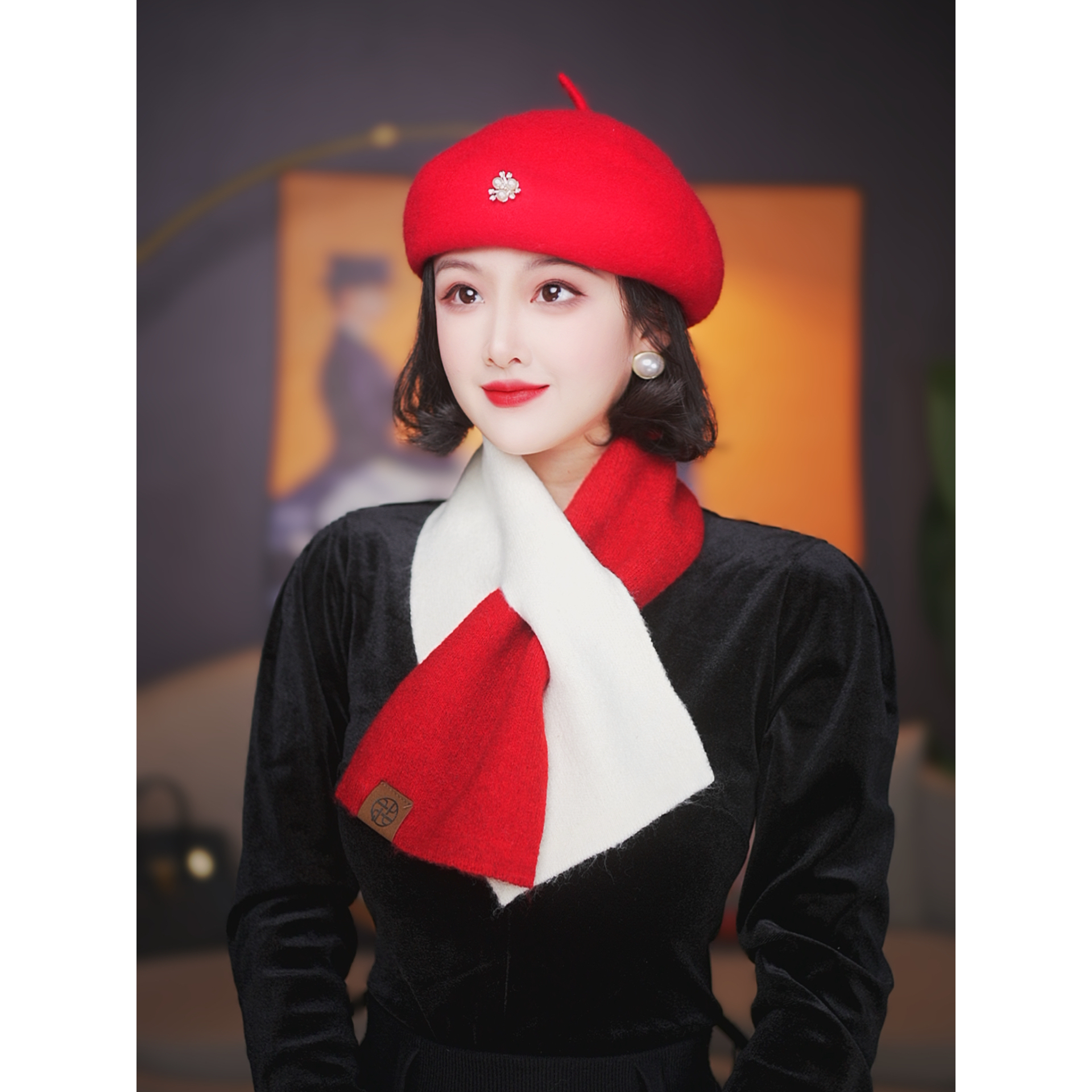 韩系秋冬新款针织拼色保暖防风百度羊毛围脖小围巾