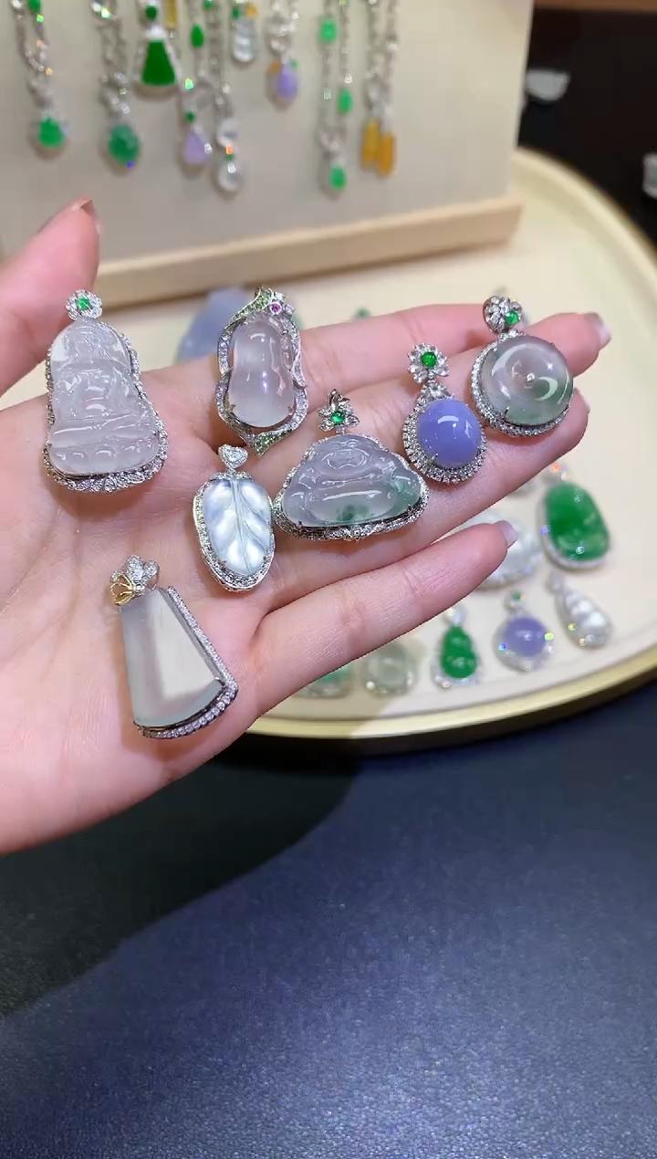 【小鱼严选 彩虹盘】翡翠吊坠-多样性发一件-18K金镶嵌-XY01|CXQ21