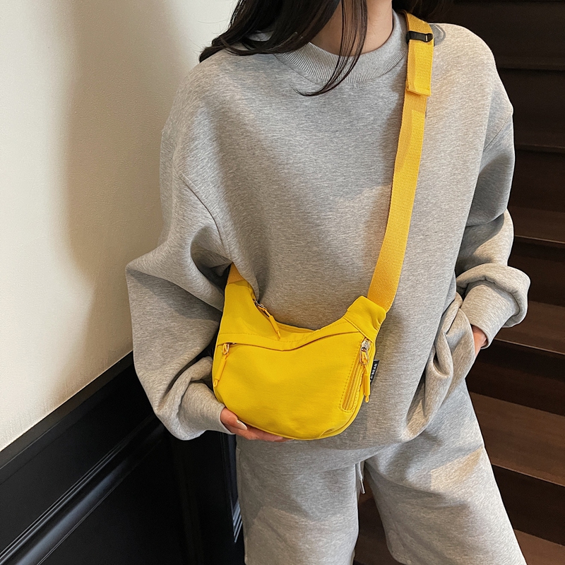 春夏新款时尚运动韩版简约休闲小众拉链暗袋百搭单肩斜挎包肩包