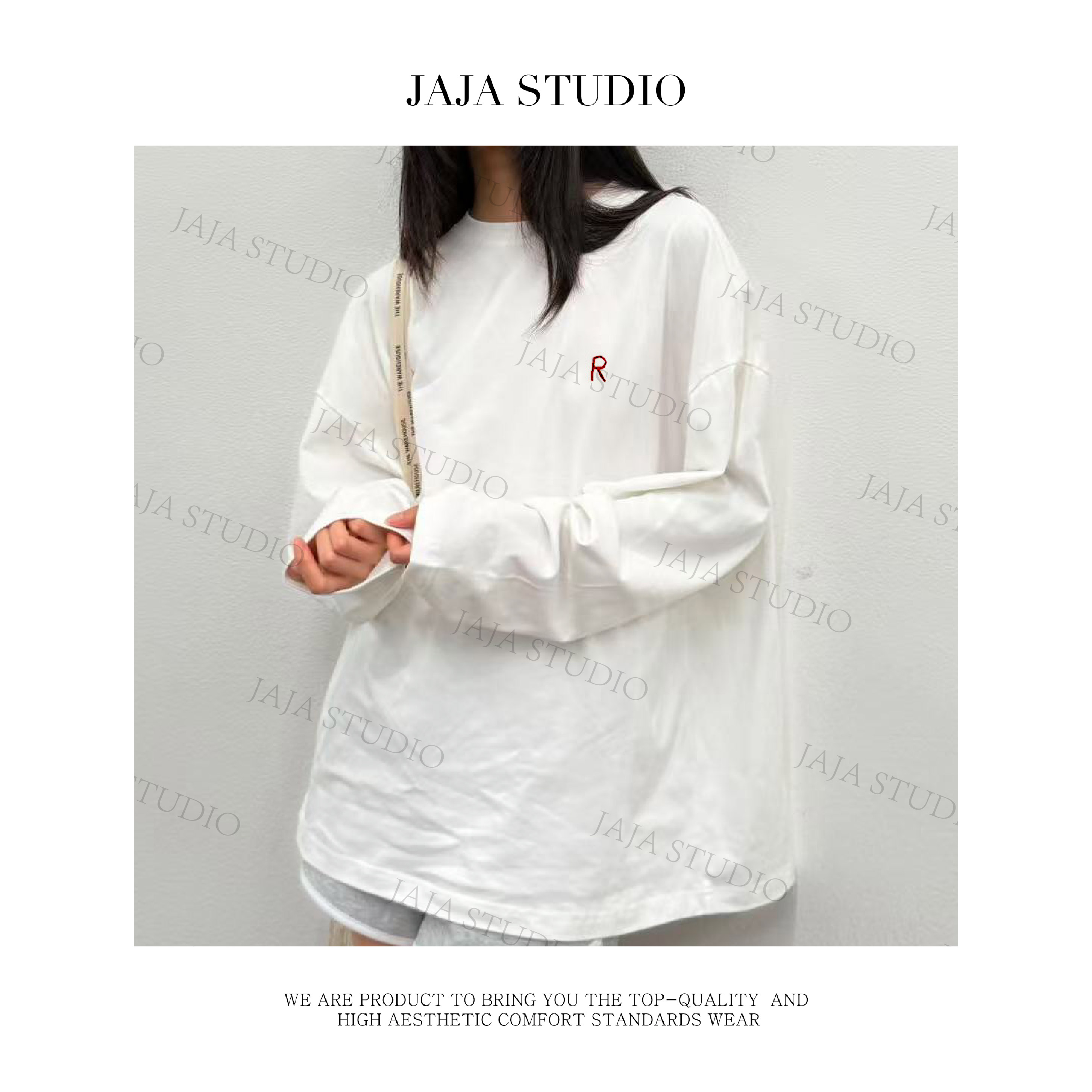 『JAJA佳一』INS风~RED-R宽松长袖T恤上衣