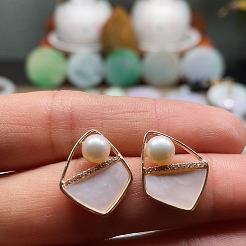 淡水珍珠耳饰合金耳钉