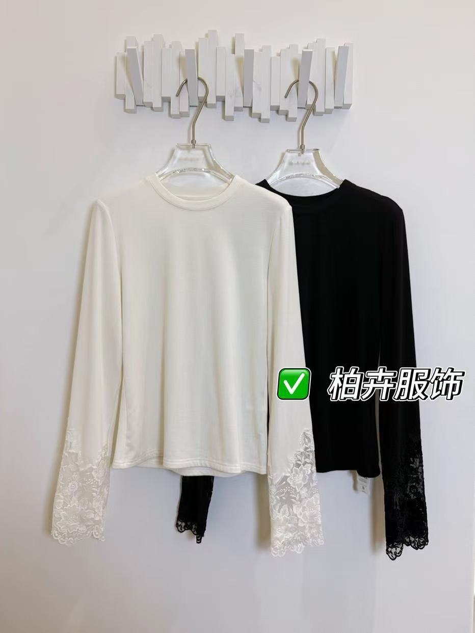 【柏卉服饰】蕾丝袖净版打底衫